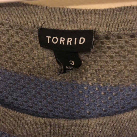 Torrid Open Stitch Mesh long Sleeve Striped Shirt - Picture 4 of 6